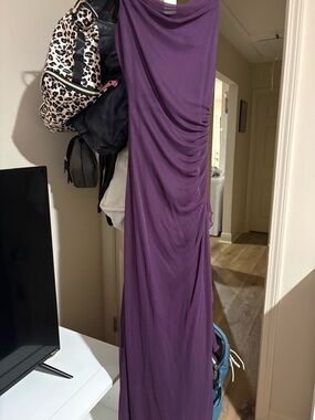 City Triangles Draped Purple Sleeveless Maxi Dress